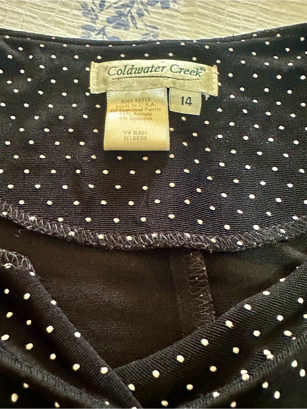 Coldwater Creek Black Dress with White Polka Dots
